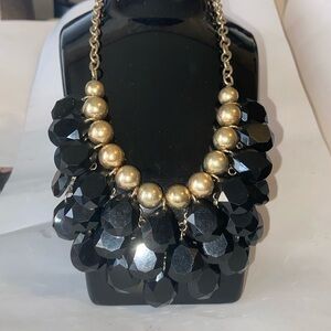 Black and Gold Beaded Statement Chunky Necklace